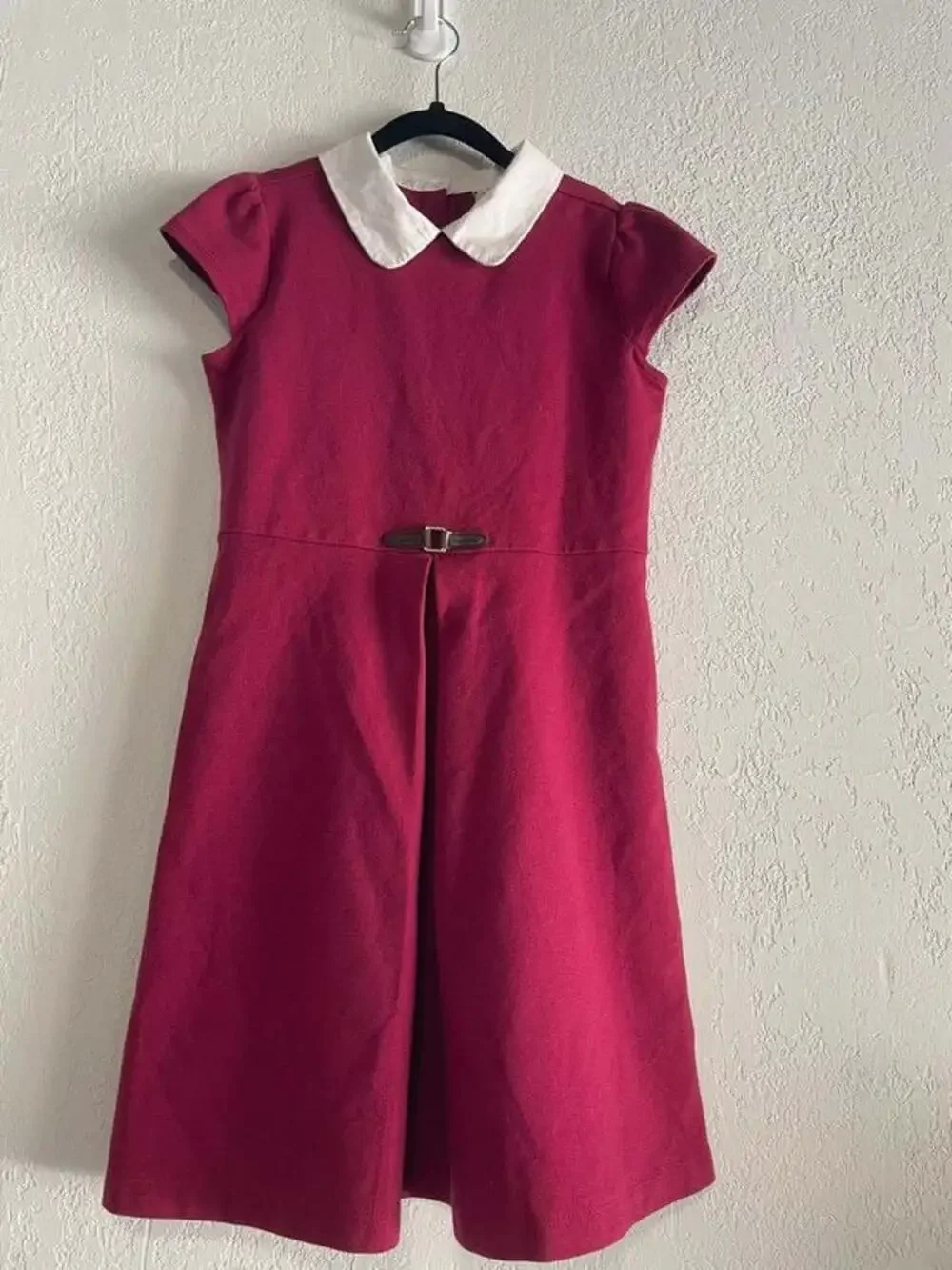 Janie and Jack Size 10 Dainty Berry Collared Ponte Dress with Buckle Detail